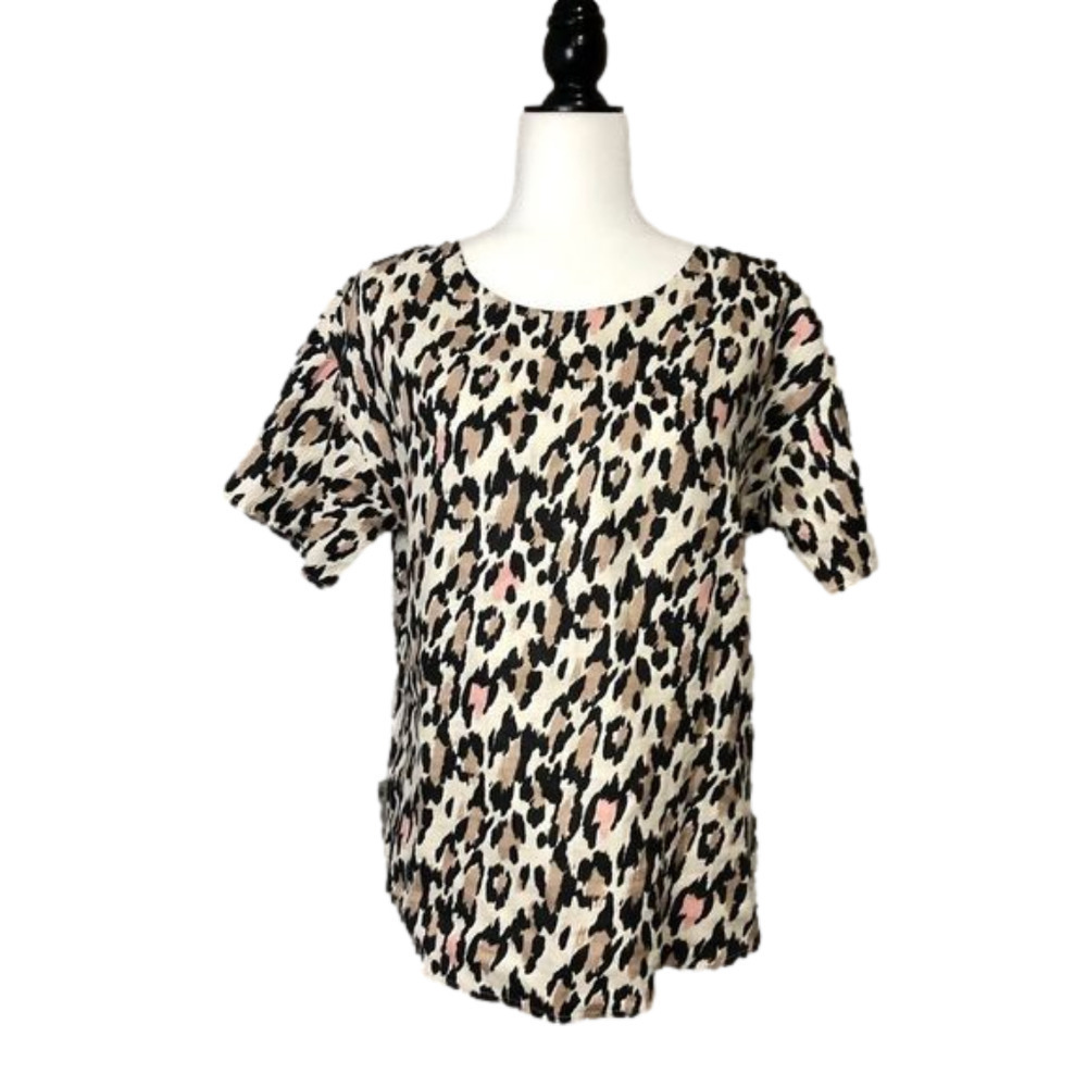 OUI Leopard Print Linen Blouse